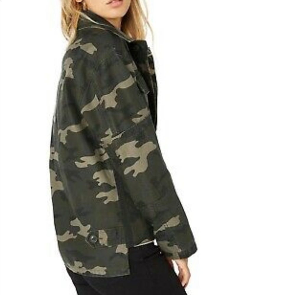 Levi’s Cotton Camo Printed Military Utility Trucker Jacket: Army Green/Tan - Picture 3 of 15